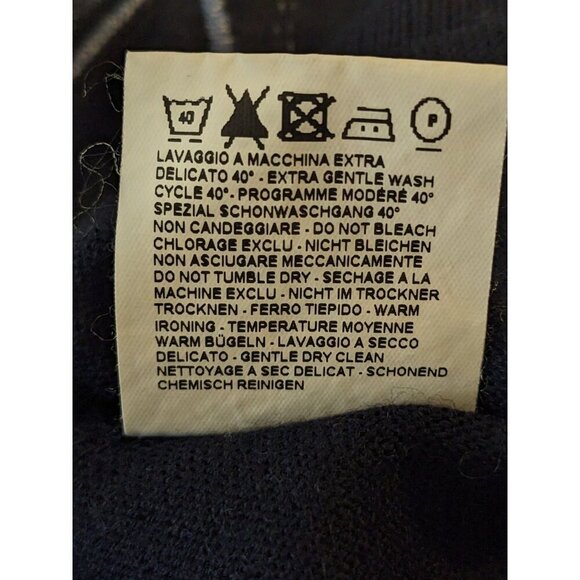 Montechiaro Italy Mens Large Merino Wool Blend Sweater Navy Blue Quarter Zip - Picture 4 of 5